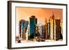 Low Poly New York Art - Architecture at Sunset-Philippe Hugonnard-Framed Art Print