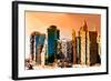 Low Poly New York Art - Architecture at Sunset-Philippe Hugonnard-Framed Art Print