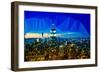 Low Poly New York Art - Blue Skyline at Night-Philippe Hugonnard-Framed Art Print