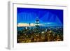 Low Poly New York Art - Blue Skyline at Night-Philippe Hugonnard-Framed Art Print