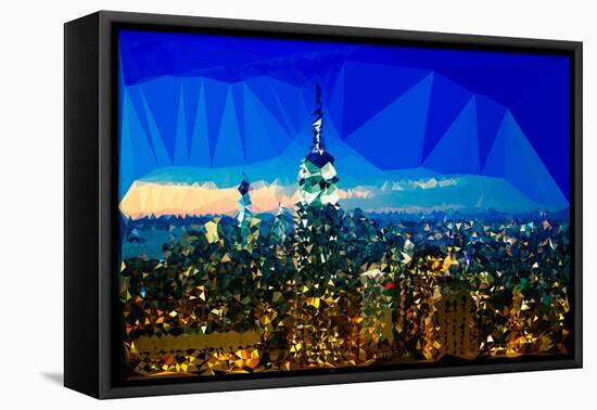 Low Poly New York Art - Blue Skyline at Night-Philippe Hugonnard-Framed Stretched Canvas