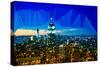 Low Poly New York Art - Blue Skyline at Night-Philippe Hugonnard-Stretched Canvas