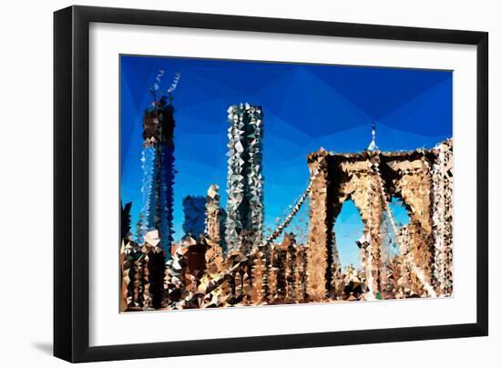 Low Poly New York Art - Brooklyn Bridge and Skyscrapers-Philippe Hugonnard-Framed Art Print