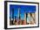 Low Poly New York Art - Brooklyn Bridge and Skyscrapers-Philippe Hugonnard-Framed Art Print