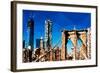 Low Poly New York Art - Brooklyn Bridge and Skyscrapers-Philippe Hugonnard-Framed Art Print