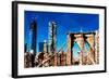 Low Poly New York Art - Brooklyn Bridge and Skyscrapers-Philippe Hugonnard-Framed Art Print