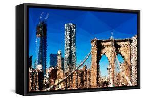 Low Poly New York Art - Brooklyn Bridge and Skyscrapers-Philippe Hugonnard-Framed Stretched Canvas