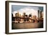 Low Poly New York Art - Brooklyn Bridge View II-Philippe Hugonnard-Framed Premium Giclee Print