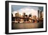 Low Poly New York Art - Brooklyn Bridge View II-Philippe Hugonnard-Framed Premium Giclee Print