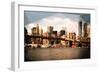 Low Poly New York Art - Brooklyn Bridge View II-Philippe Hugonnard-Framed Premium Giclee Print