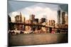 Low Poly New York Art - Brooklyn Bridge View II-Philippe Hugonnard-Mounted Premium Giclee Print