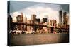 Low Poly New York Art - Brooklyn Bridge View II-Philippe Hugonnard-Stretched Canvas