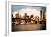 Low Poly New York Art - Brooklyn Bridge View II-Philippe Hugonnard-Framed Art Print