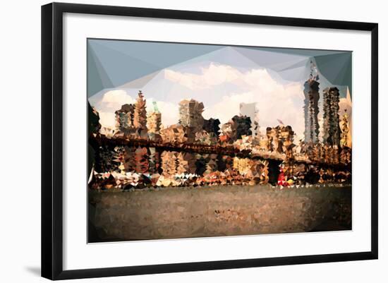 Low Poly New York Art - Brooklyn Bridge View II-Philippe Hugonnard-Framed Art Print