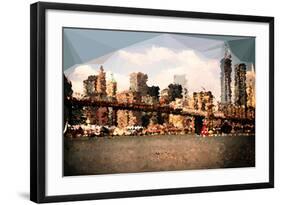 Low Poly New York Art - Brooklyn Bridge View II-Philippe Hugonnard-Framed Art Print