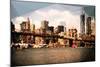 Low Poly New York Art - Brooklyn Bridge View II-Philippe Hugonnard-Mounted Art Print