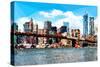 Low Poly New York Art - Brooklyn Bridge View-Philippe Hugonnard-Stretched Canvas