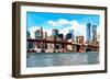 Low Poly New York Art - Brooklyn Bridge View-Philippe Hugonnard-Framed Premium Giclee Print