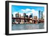 Low Poly New York Art - Brooklyn Bridge View-Philippe Hugonnard-Framed Premium Giclee Print