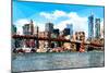 Low Poly New York Art - Brooklyn Bridge View-Philippe Hugonnard-Mounted Premium Giclee Print