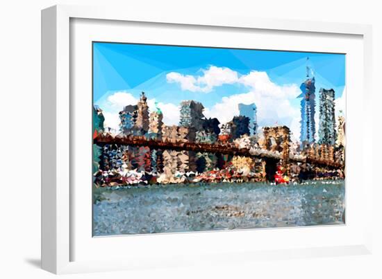 Low Poly New York Art - Brooklyn Bridge View-Philippe Hugonnard-Framed Art Print