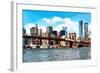 Low Poly New York Art - Brooklyn Bridge View-Philippe Hugonnard-Framed Art Print