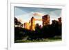 Low Poly New York Art - Central Park Buildings at Sunset II-Philippe Hugonnard-Framed Art Print