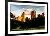 Low Poly New York Art - Central Park Buildings at Sunset II-Philippe Hugonnard-Framed Art Print