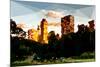 Low Poly New York Art - Central Park Buildings at Sunset II-Philippe Hugonnard-Mounted Art Print