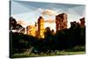 Low Poly New York Art - Central Park Buildings at Sunset II-Philippe Hugonnard-Stretched Canvas