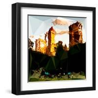 Low Poly New York Art - Central Park Buildings at Sunset III-Philippe Hugonnard-Framed Art Print