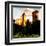 Low Poly New York Art - Central Park Buildings at Sunset III-Philippe Hugonnard-Framed Art Print