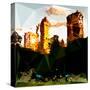 Low Poly New York Art - Central Park Buildings at Sunset III-Philippe Hugonnard-Stretched Canvas