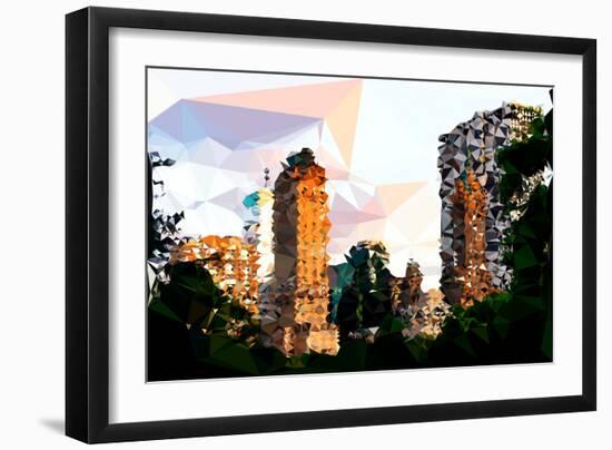 Low Poly New York Art - Central Park Buildings at Sunset V-Philippe Hugonnard-Framed Art Print