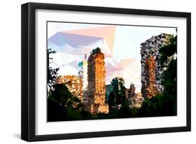 Low Poly New York Art - Central Park Buildings at Sunset V-Philippe Hugonnard-Framed Art Print