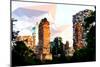 Low Poly New York Art - Central Park Buildings at Sunset V-Philippe Hugonnard-Mounted Art Print