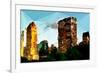 Low Poly New York Art - Central Park Buildings at Sunset-Philippe Hugonnard-Framed Art Print