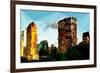 Low Poly New York Art - Central Park Buildings at Sunset-Philippe Hugonnard-Framed Art Print