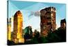 Low Poly New York Art - Central Park Buildings at Sunset-Philippe Hugonnard-Stretched Canvas