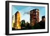 Low Poly New York Art - Central Park Buildings at Sunset-Philippe Hugonnard-Framed Art Print