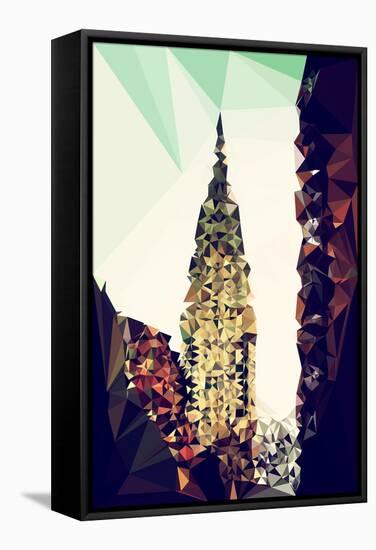 Low Poly New York Art - Chrysler Building III-Philippe Hugonnard-Framed Stretched Canvas