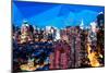 Low Poly New York Art - Dusk on the Skyscrapers of Manhattan-Philippe Hugonnard-Mounted Art Print