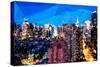 Low Poly New York Art - Dusk on the Skyscrapers of Manhattan-Philippe Hugonnard-Stretched Canvas