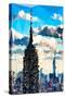 Low Poly New York Art - Empire State Building and Skyline-Philippe Hugonnard-Stretched Canvas