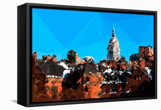 Low Poly New York Art - Empire State Building III-Philippe Hugonnard-Framed Stretched Canvas