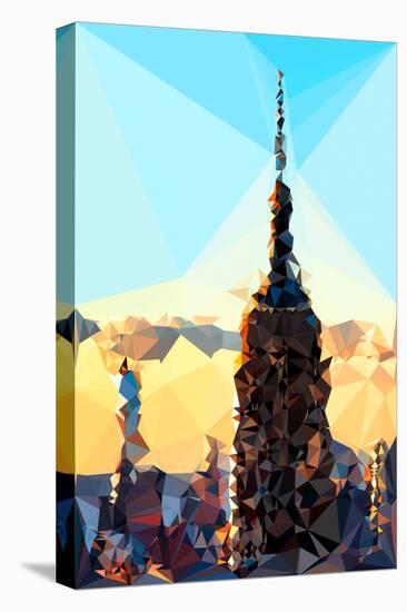 Low Poly New York Art - Empire Sunset-Philippe Hugonnard-Stretched Canvas