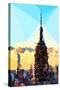 Low Poly New York Art - Empire Sunset-Philippe Hugonnard-Stretched Canvas
