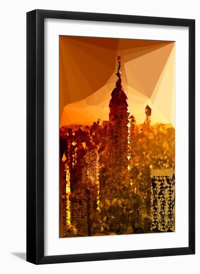 Low Poly New York Art - Empire Sunset-Philippe Hugonnard-Framed Art Print