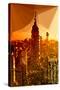 Low Poly New York Art - Empire Sunset-Philippe Hugonnard-Stretched Canvas