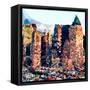 Low Poly New York Art - Green Manhattan-Philippe Hugonnard-Framed Stretched Canvas